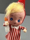 Vtg Pixie Elf Female Blue Eyes Blonde Hair With Candle Striped Red White Dress