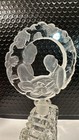 Vintage Czech Crystal Perfume Bottle Frosted Lovers Stopper Czechoslovakia