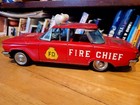 Very Nice Vintage Ichiko 1960 Chevrolet Corvair Tin Friction Fire Chief Car