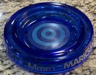Marksman Lager Cobalt Blue Glass Ashtray Beer Advertising Man Cave Vintage Rare