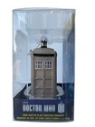 Doctor Who Tardis Police Box 50th Anniv silver Glass Christmas Tree Ornament New