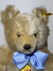 Steiff Original Teddybar Mohair Jointed Teddy Bear Vintage 1980 Blue Bow 0180 00