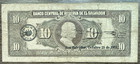 El Salvador Scarce Big Format Banknote 1951 10 Colones Serie F