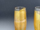 Pair Of 2 Randy Strong Art Glass Gold Foil Leaf Champagne Glasses Ball Stem 1994