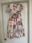 Vintage Handmade Girls 5 6 Approx Sheer Overlay Roses Flower Girl Long Dress