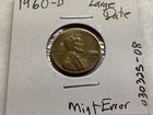 1960 D Lincoln Memorial Penny With Striking Error On The 9 The Date 030325 08i