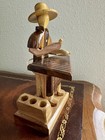 Vintage Handcrafted Wooden Pen Holder  Musician Playing A Xylophone 