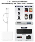 Akholz Sd Card Reader For Iphone One Built-in Cord  lightening usb-c   White