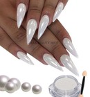 White Chrome Powder Pigment Pearl Nails Nail Art Crystal Shiny Dust Glazed Donut