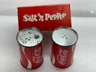Vintage 70 s Coca-cola Salt   Pepper Shakers Coke Soda Can Tin metal With Box