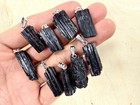 Black Tourmaline Pendant Raw Natural Crystal Necklace For Protection