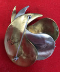 Vtg Modernist Pin Brooch Signed By Artist Ruth Rosenfeld Mixed Metals 2 5 x 2 5 