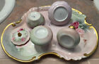 Antique Limoges 7 piece Vanity Tray Set Artist Signed See Details
