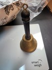 Vintage School House Teacher s Hand Bell Solid Brass W wood Handle 7  