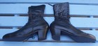 Truwauk Antique Victorian Ladies High Top Lace Up Boots Shoes Black Leather Vqs 