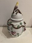 Rorstrand Sweden Rococo Large Lidded Faience Urn With Flowers And Bird Finial