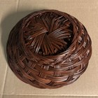 Round Woven Brown Wicker Basket H8