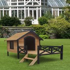 Outdoor Large Wooden Dog House Cage Waterproof Dog Kennel With Porch Deck