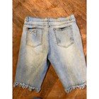 Distressed Light Wash Denim Bermuda Shorts High Rise Frayed Hem Womens Xxl