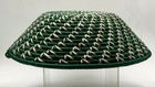 African Coiled Basket  Uganda Hand Woven  Grass Green   Cream Spiral Design 12   