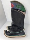 Vintage Mongolian Tibetan Tribal Handmade Wool Felt Leather Snow Boots Unisex