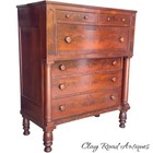 Antique Empire  Cherry Mahogany Tiger Maple Butlers Desk Tall Dresser 1830