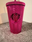 New Starbucks Studded Hot Pink 16oz Tumbler W  Straw