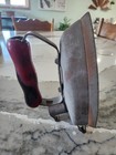 Vintage Cast Iron Iron With Red Wooden Handle