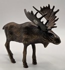 Vtg Brass Bull Moose Figurine 5x6 25 Made In India Sticker Cabin Lodge Decor