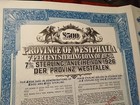 Germany 1926 Province Westphalia 500 Sterling Coupons Specimen Bond Loan