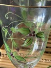 2 Christmas Wine Water Drinking Glasses Hand Painted Holly Gold Rim Footed New