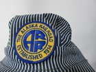 Vintage Alaska Railroad Conductor Hat Cap Snap Back Striped Patch Made Usa 90s