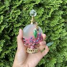 Peacock Feather Vintage-style Metal Glass Oil Perfume Bottle 30ml Fandango Pink