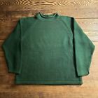 Vtg J Crew Roll Neck Sweater Oarsman Tag Green Cotton Size M 1990s 