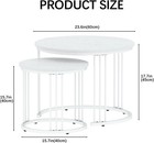 Nesting Coffee Table Set 2 White Engineered Wood Round Side End
