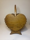 Vtg Wooden Heart Basket Rustic Cottagecore Decor Storage Farmhouse 90s