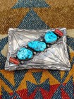Vintage Navajo Turquoise And Sterling Buckle E  Spencer