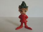 Lot Of 3 Christmas Pixie Elves Red   Green Cap Ceramic Mcm Figurines