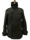 New Men s Wool Double Breasted Pea Coat Jacket Military Green All Sizes