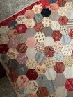 Antique Hexagon Honeycomb Quilt Hand Sewn Cotton Pennsylvania Vintage 1900   s