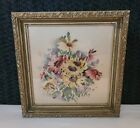 Vtg 1940s 9 5 Inch Floral Airbrush Prints Ornate Carved Wood Frames Cottage Core
