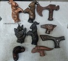 Lot Of 9 Set Solid Finish Heavy Top Head Handle For Wooden Walking Cane  stick