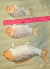 3 Porcelain Ceramic Fish Carp Koi Figurines Orange Tabletop Bath Decoration