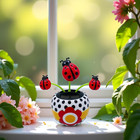 1 Pc Solar Powered Ladybird Toy  Solar Swinging Flip Flap Flower Animated Bobble