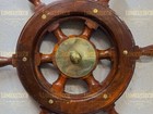 14  Wooden Ship Wheel Nautical Decor Vintage Maritime Helm With Brass Center