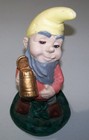 Vintage Concrete Cement Garden Gnome - Drunk Gnome Drinking Beer  Painted