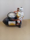 Michelin Man Bibendum Sitting On A Compressor Cast Iron Coin Bank