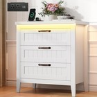 3 Drawer Dresser Chest Of Drawers For Bedroom  Charging Station   Rgb Led Lights