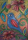 Rug Hooking Craft Paper Pattern Blue Bird Primitive Folk Art Karla Gerard