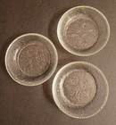 Set Of 3 Vintage Glass Drink Coasters Serrated Outer Edge 3-3 4  Diameter Clear